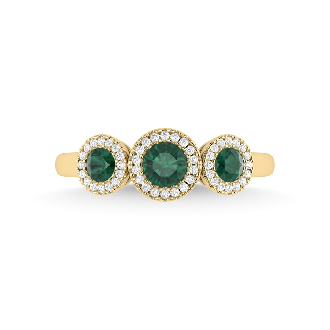 14K Yellow Gold Emerald and Diamond 5/8 Ct.Tw. Fashion Ring