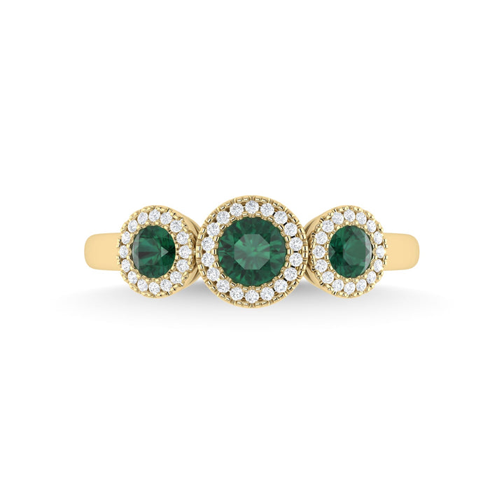 14K Yellow Gold Emerald and Diamond 5/8 Ct.Tw. Fashion Ring