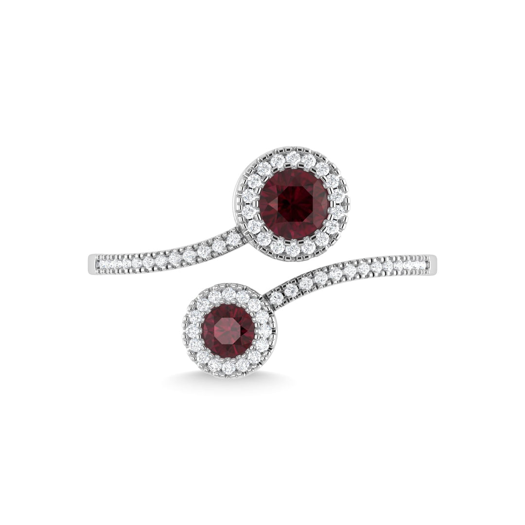 14K White Gold Ruby and Diamond 5/8 Ct.Tw. Fashion Ring