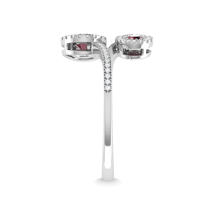 14K White Gold Ruby and Diamond 5/8 Ct.Tw. Fashion Ring
