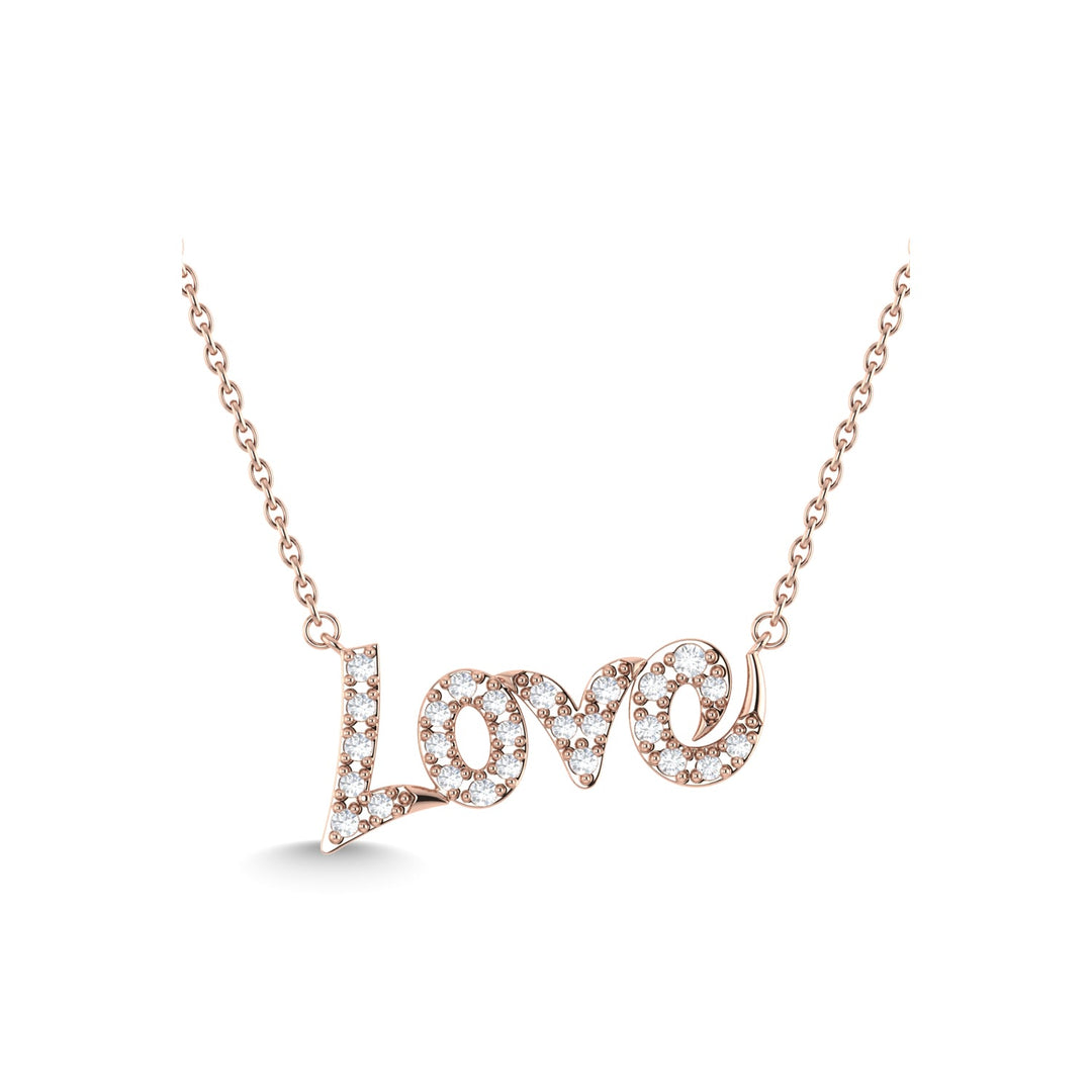 10K Rose Gold Diamond 1/10 Ct.Tw. LOVE Fashion Necklace