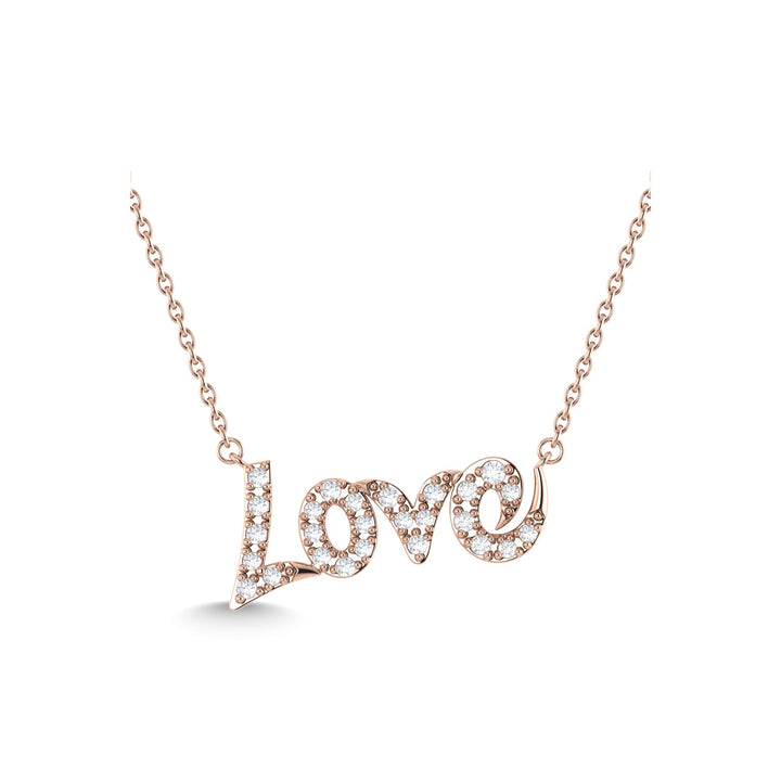 10K Rose Gold Diamond 1/10 Ct.Tw. LOVE Fashion Necklace