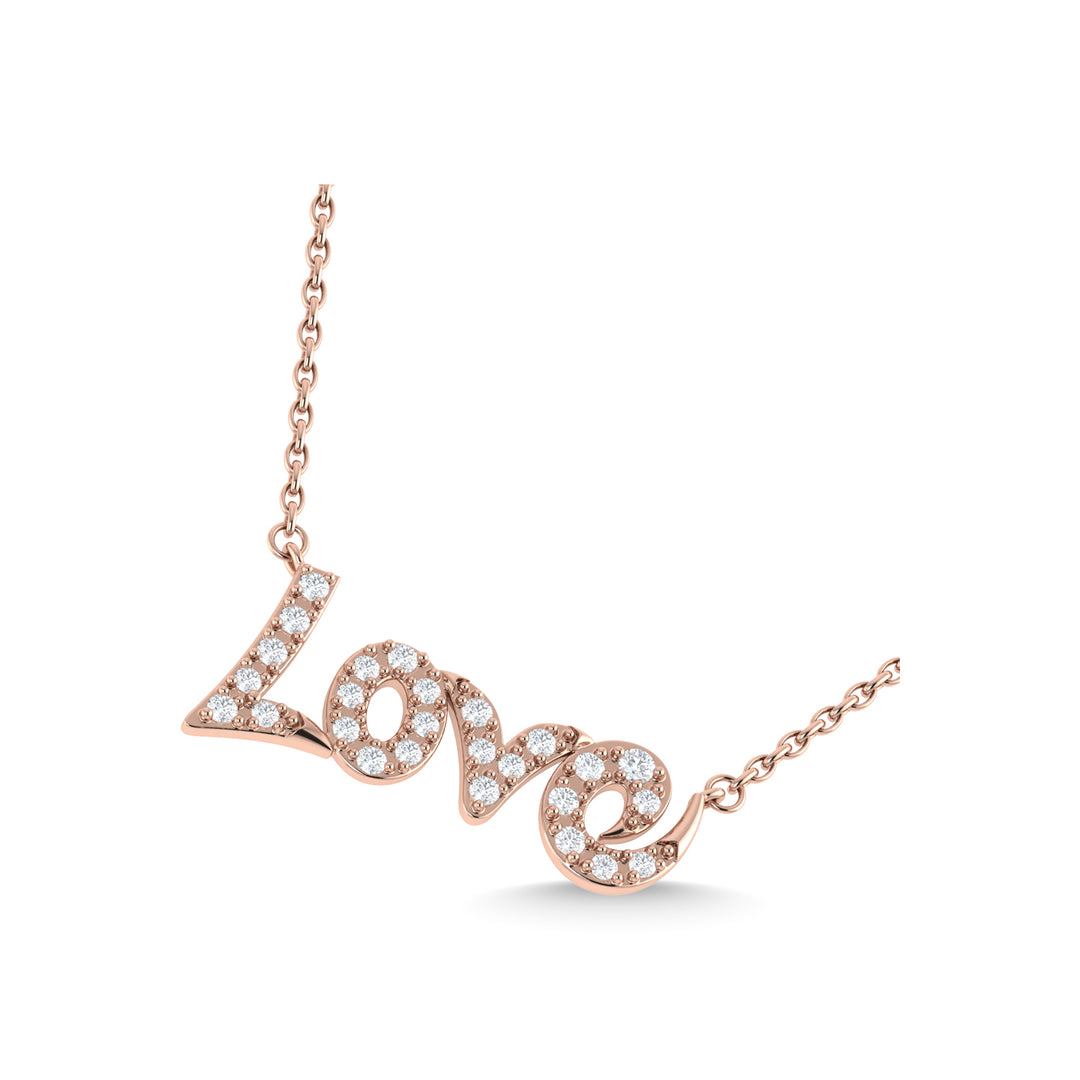 10K Rose Gold Diamond 1/10 Ct.Tw. LOVE Fashion Necklace