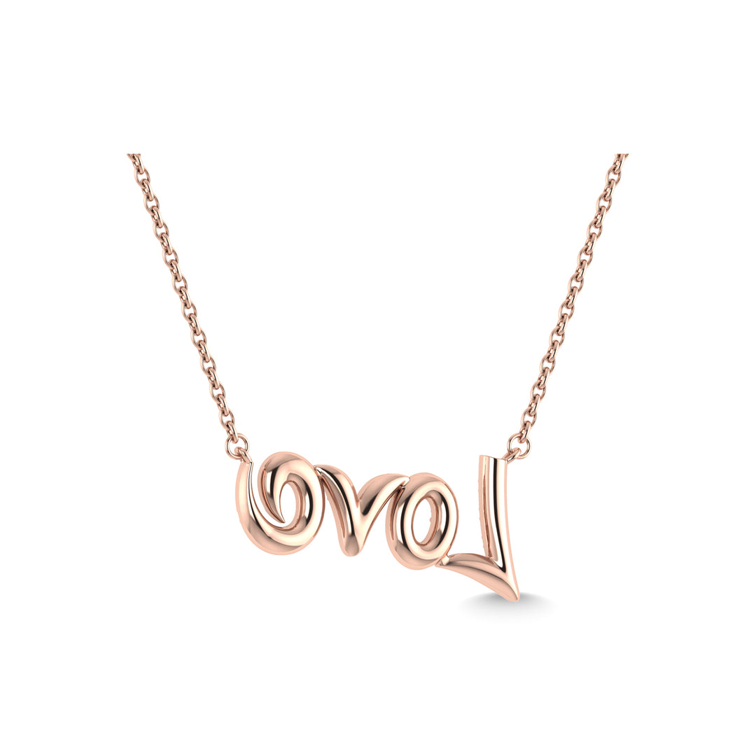 10K Rose Gold Diamond 1/10 Ct.Tw. LOVE Fashion Necklace