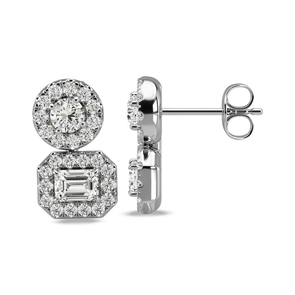 14K White Gold Diamond 3/4 Ct.Tw Fashion Earrings