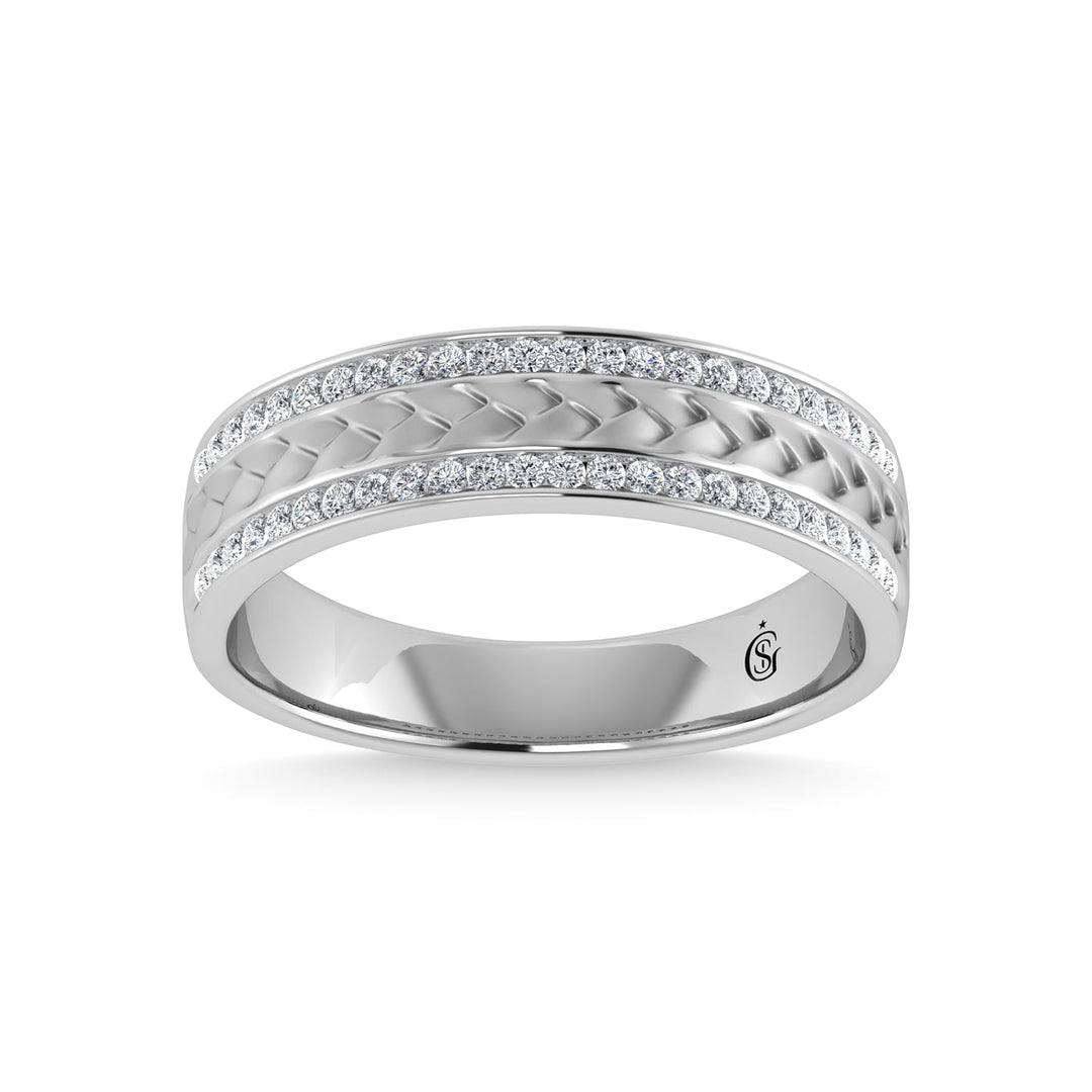 14K White Gold Diamond 1/3 Ct.Tw. Mens Machine Band