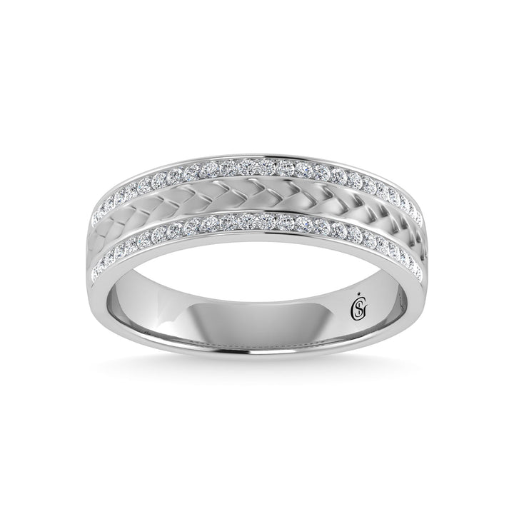 14K White Gold Diamond 1/3 Ct.Tw. Mens Machine Band