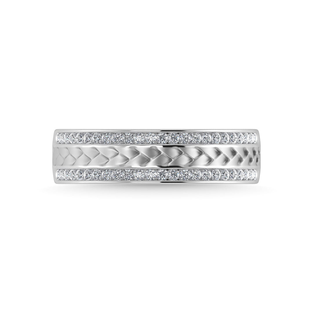 14K White Gold Diamond 1/3 Ct.Tw. Mens Machine Band