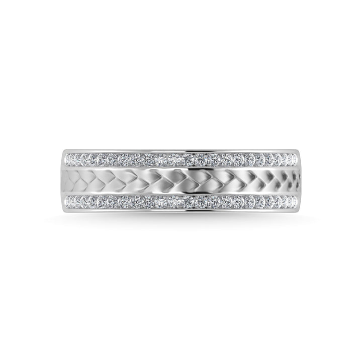 14K White Gold Diamond 1/3 Ct.Tw. Mens Machine Band