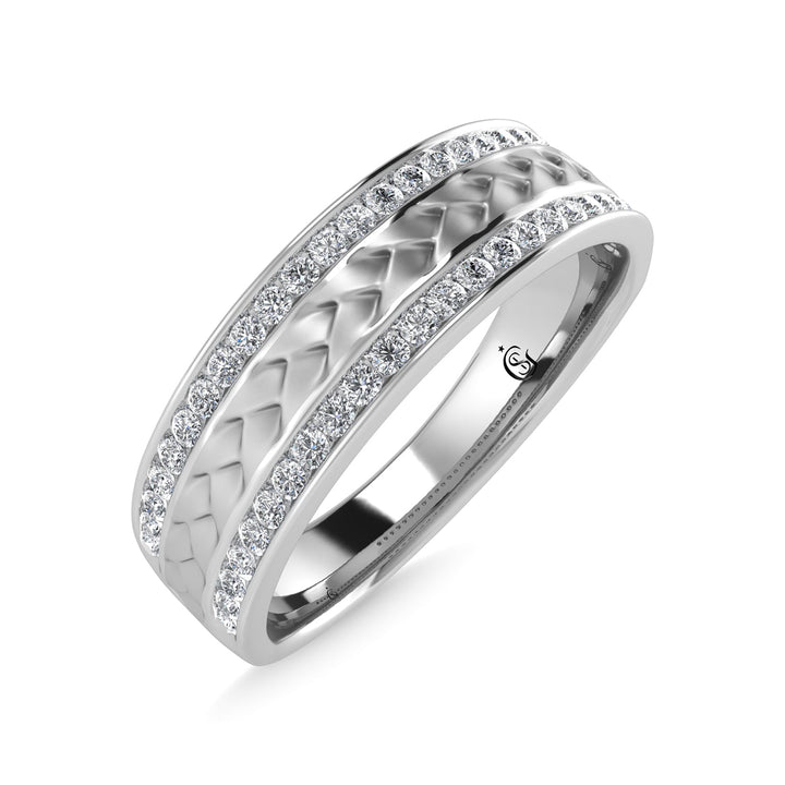 14K White Gold Diamond 1/3 Ct.Tw. Mens Machine Band