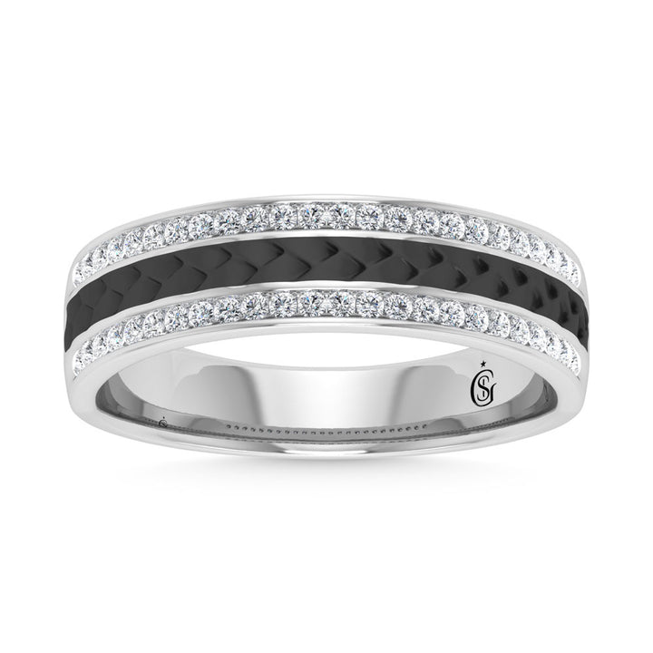 14K White Gold Diamond 1/3 Ct.Tw. Black Rhodium Band