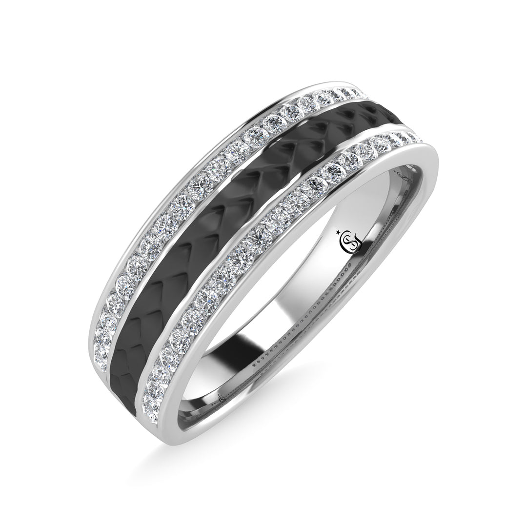 14K White Gold Diamond 1/3 Ct.Tw. Black Rhodium Band