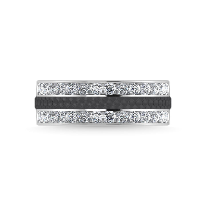 14K White Gold Diamond 1 Ct.Tw. With Black Rhodium Facet Mens Machine Band