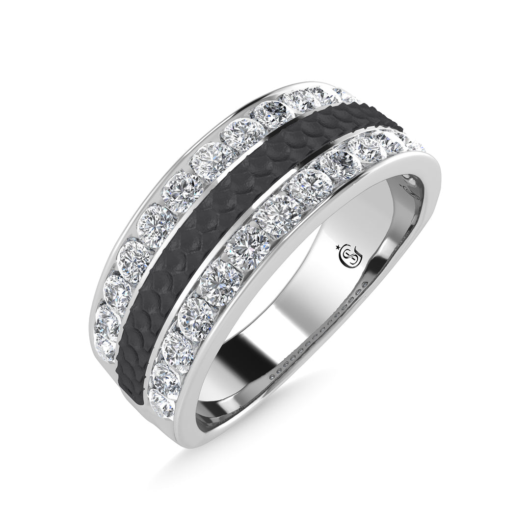 14K White Gold Diamond 1 Ct.Tw. With Black Rhodium Facet Mens Machine Band