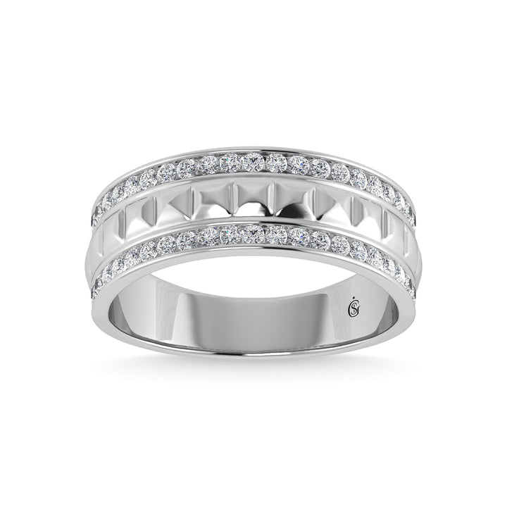 14K White Gold Diamond 1/2 Ct.Tw. Mens Machine Band