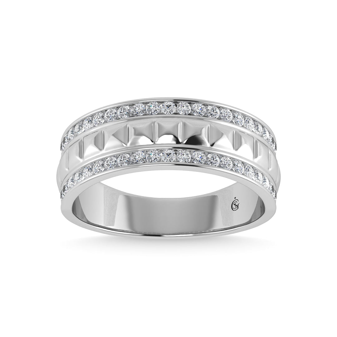 14K White Gold Diamond 1/2 Ct.Tw. Mens Machine Band