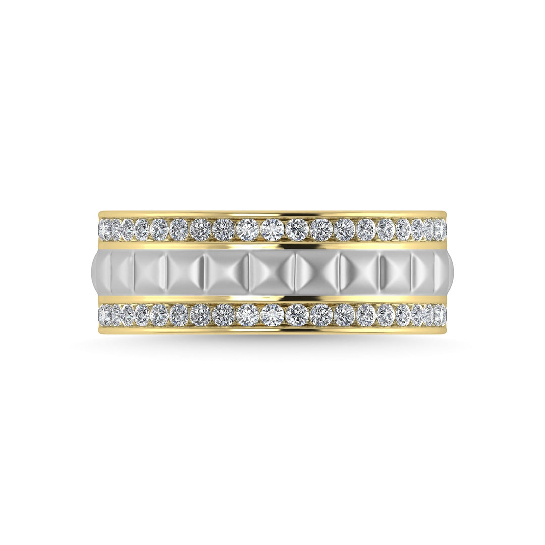14K Yellow Gold Diamond 1/2 Ct.Tw. With White Rhodium Mens Machine Band
