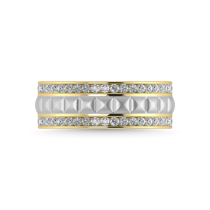 14K Yellow Gold Diamond 1/2 Ct.Tw. With White Rhodium Mens Machine Band