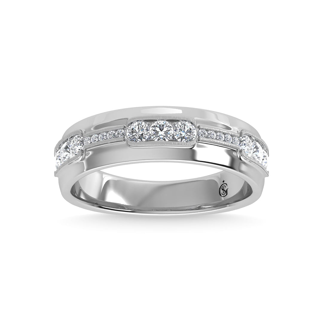 14K White Gold Diamond 5/8 Ct.Tw. Channel Set Machine Band