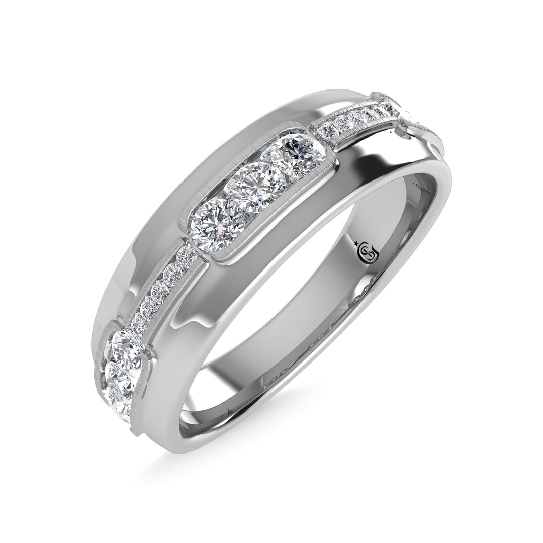 14K White Gold Diamond 5/8 Ct.Tw. Channel Set Machine Band