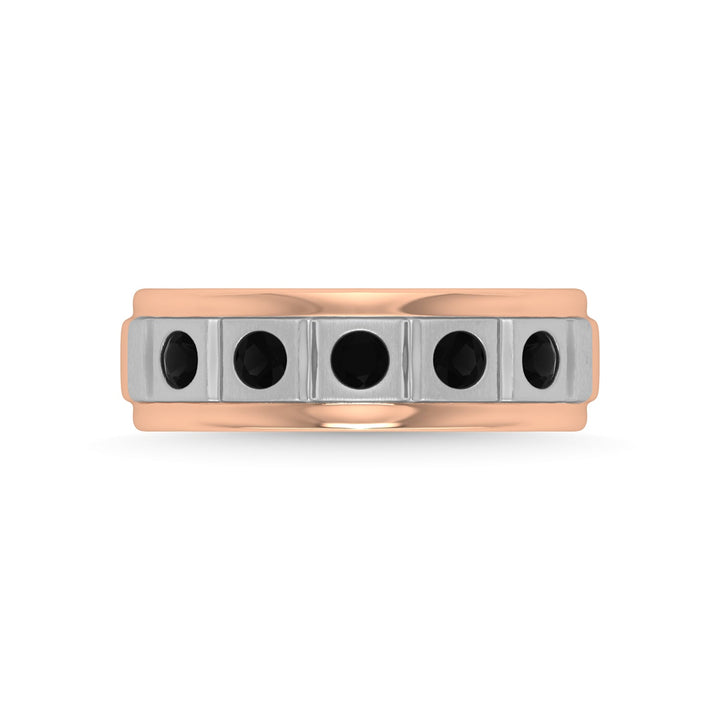 14K Rose Gold Diamond 1/2 Ct.Tw. With White Rhodium Facet Mens Machine Band