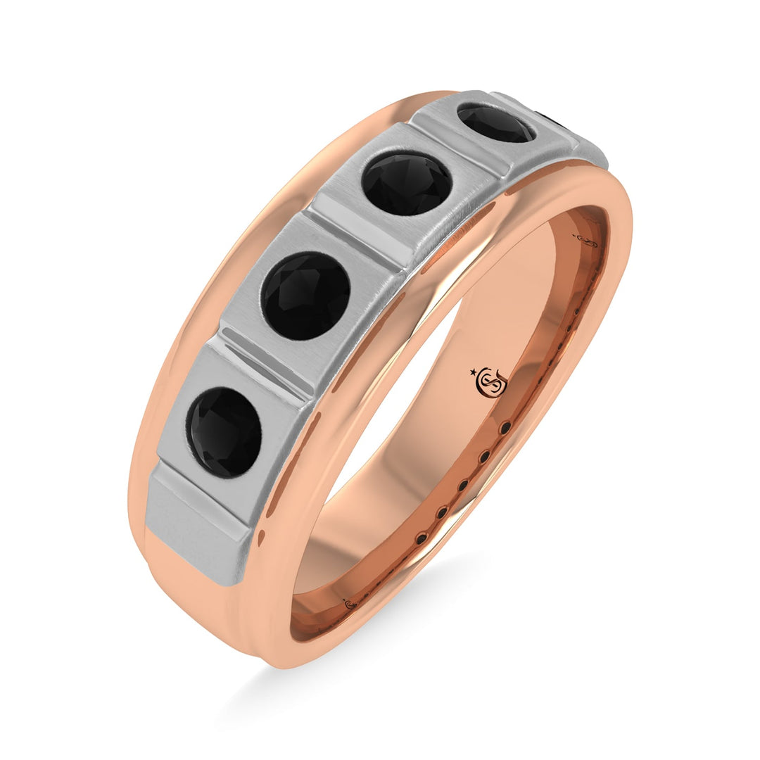 14K Rose Gold Diamond 1/2 Ct.Tw. With White Rhodium Facet Mens Machine Band