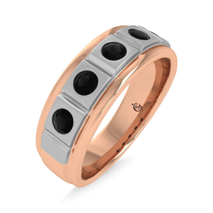 14K Rose Gold Diamond 1/2 Ct.Tw. With White Rhodium Facet Mens Machine Band