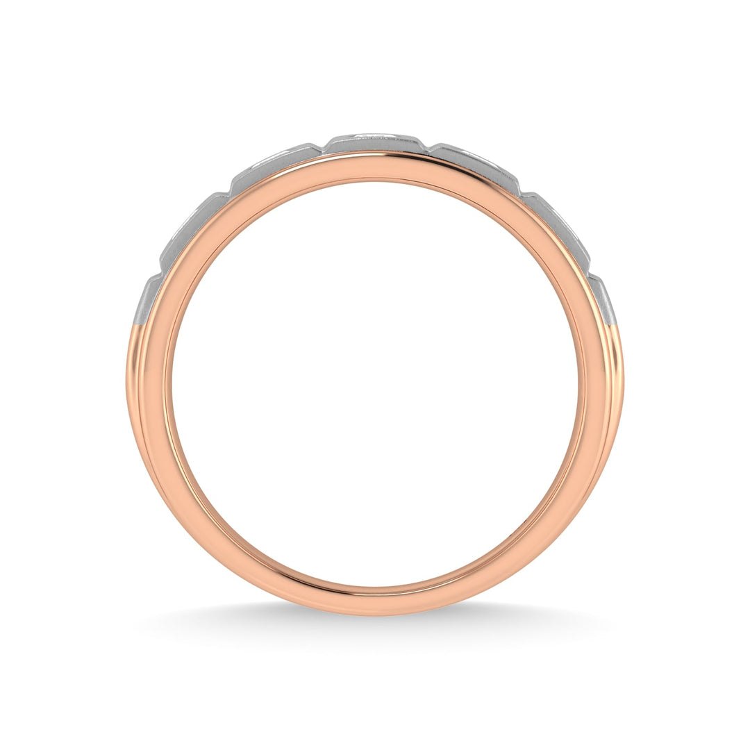 14K Rose Gold Diamond 1/2 Ct.Tw. With White Rhodium Facet Mens Machine Band