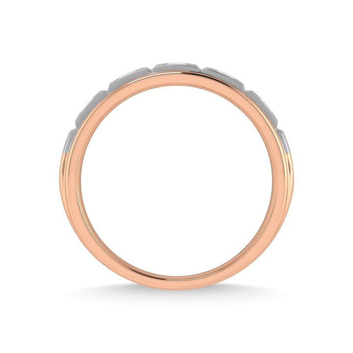 14K Rose Gold Diamond 1/2 Ct.Tw. With White Rhodium Facet Mens Machine Band