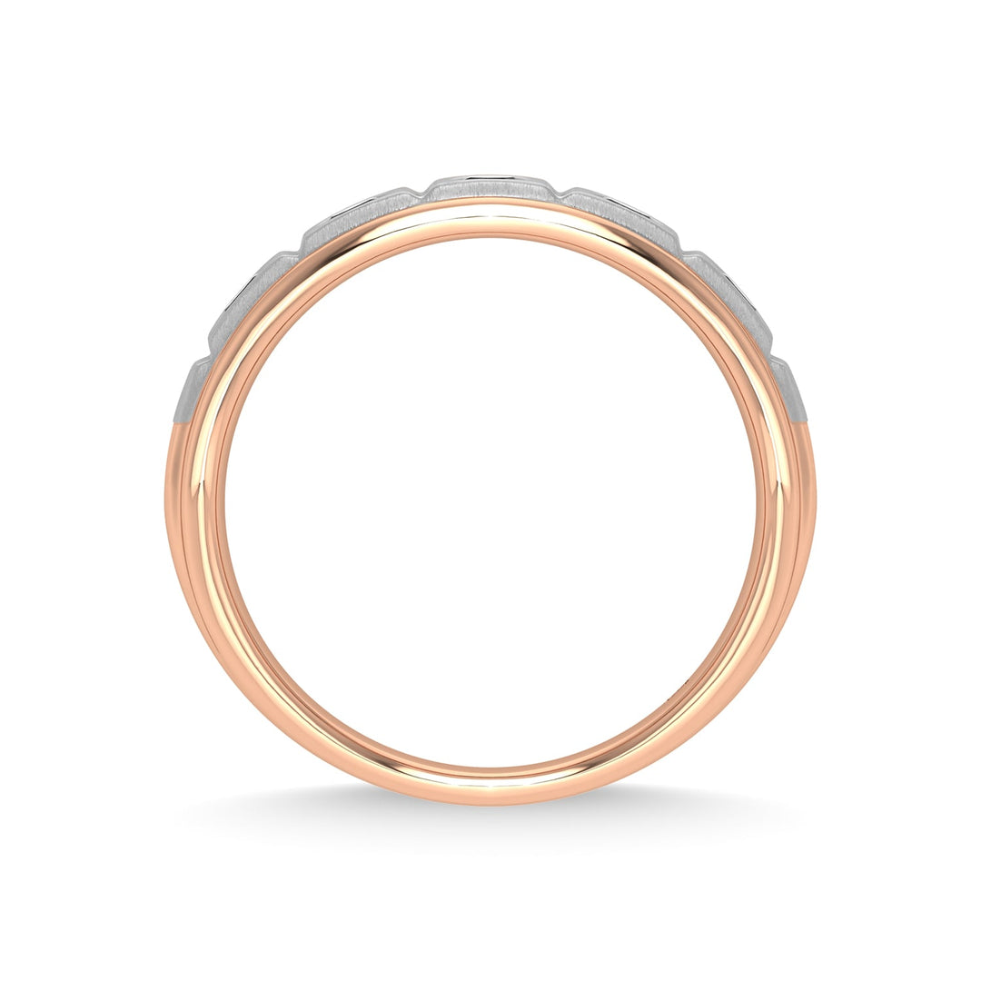 14K Rose Gold Diamond 1/2 Ct.Tw. With White Rhodium Facet Mens Machine Band