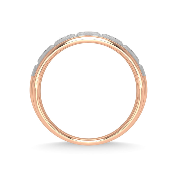 14K Rose Gold Diamond 1/2 Ct.Tw. With White Rhodium Facet Mens Machine Band