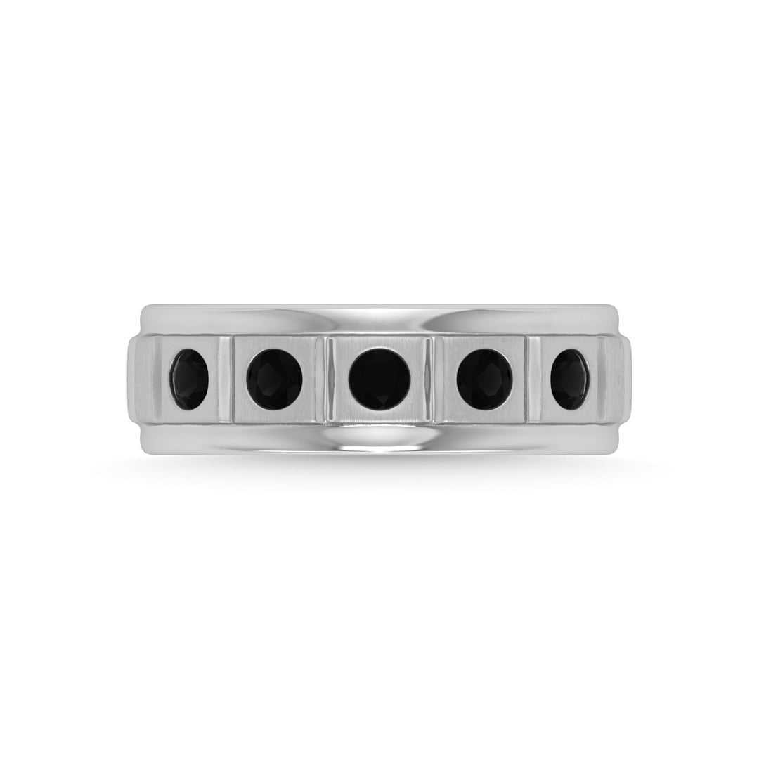14K White Gold Diamond 1/2 Ct.Tw. Mens Machine Band