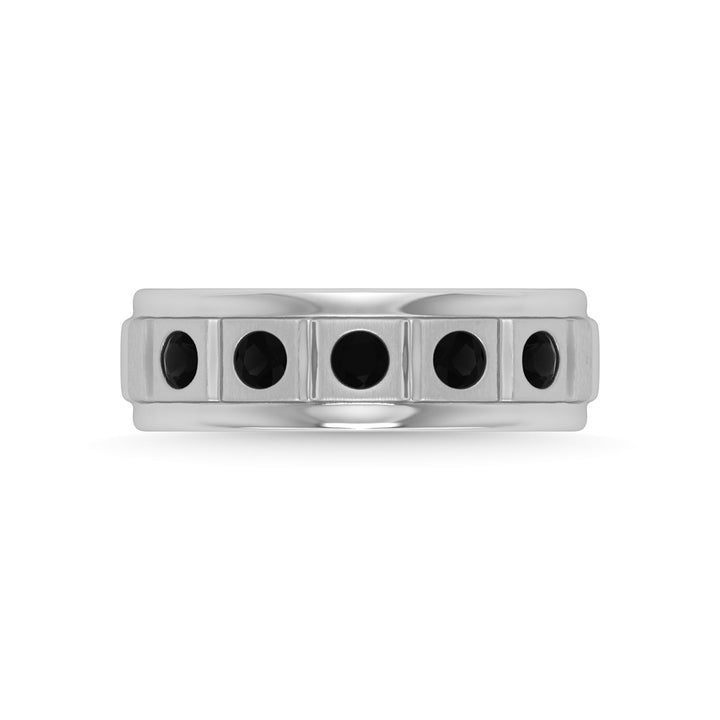 14K White Gold Diamond 1/2 Ct.Tw. Mens Machine Band