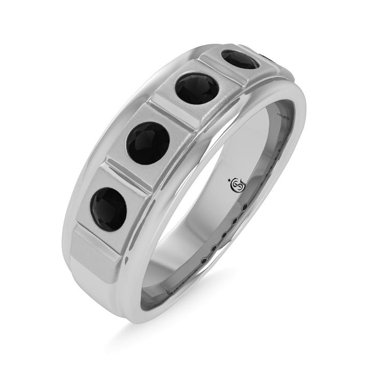 14K White Gold Diamond 1/2 Ct.Tw. Mens Machine Band