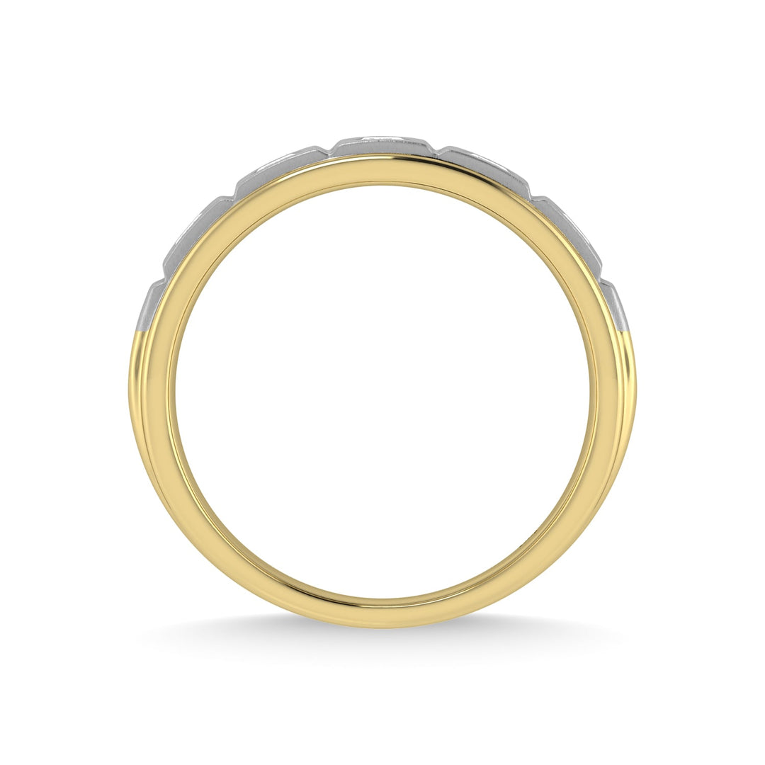 14K Yellow Gold Diamond 1/2 Ct.Tw. With White Rhodium Facet Mens Machine Band