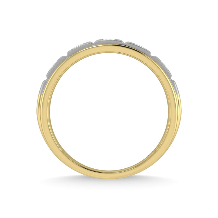 14K Yellow Gold Diamond 1/2 Ct.Tw. With White Rhodium Facet Mens Machine Band