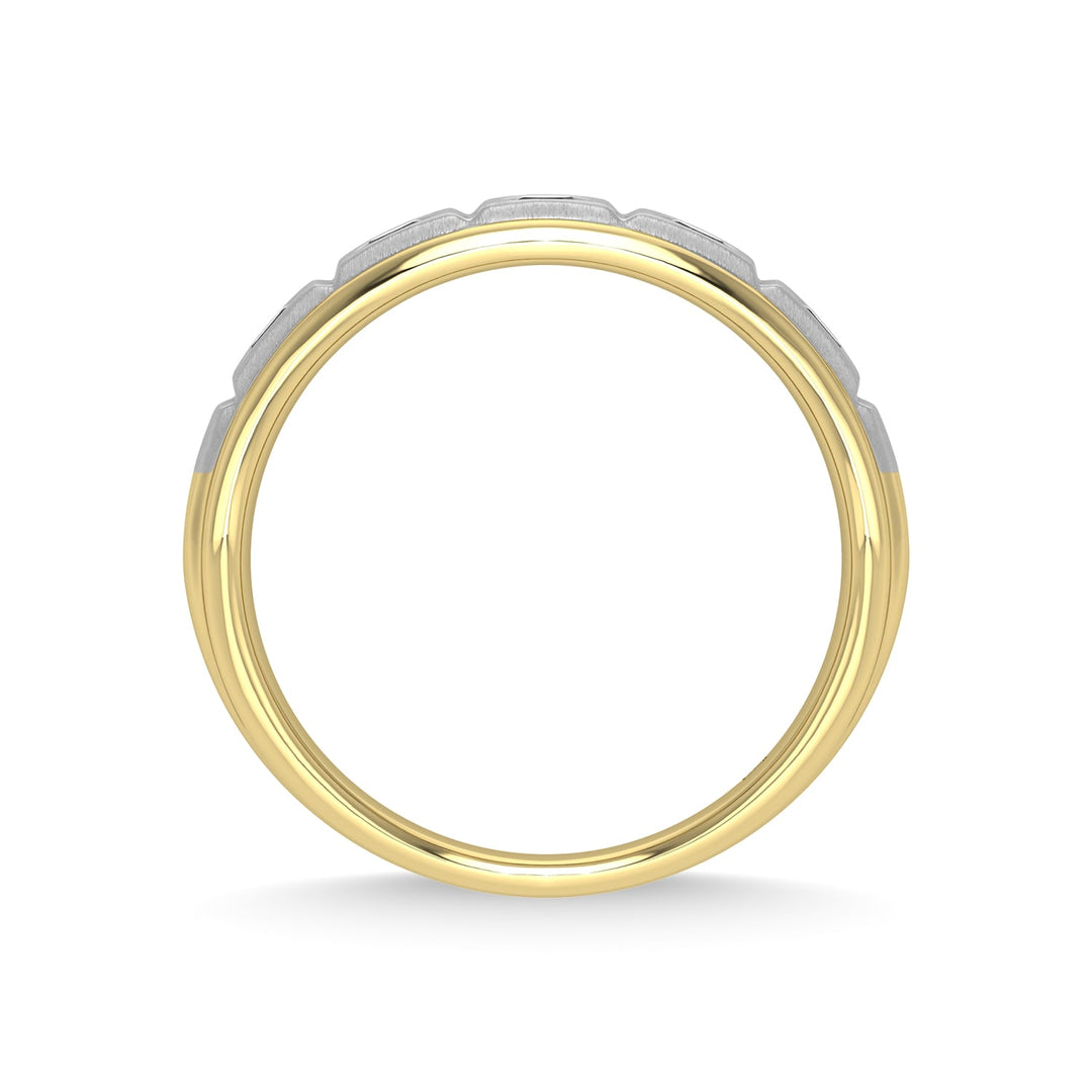 14K Yellow Gold Diamond 1/2 Ct.Tw. With White Rhodium Facet Mens Machine Band