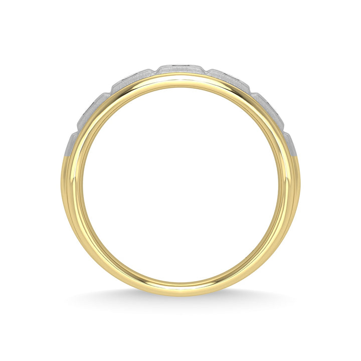 14K Yellow Gold Diamond 1/2 Ct.Tw. With White Rhodium Facet Mens Machine Band