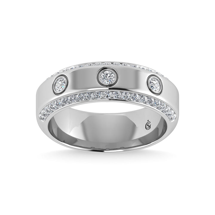 14K White Gold Diamond 3/4 Ct.Tw. Mens Machine Band