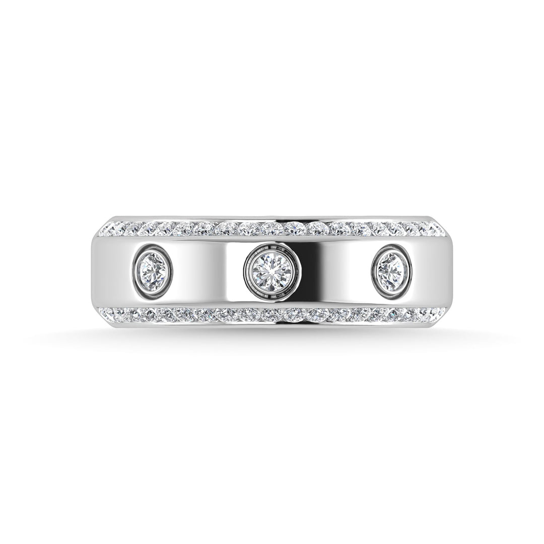 14K White Gold Diamond 3/4 Ct.Tw. Mens Machine Band