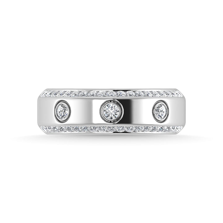 14K White Gold Diamond 3/4 Ct.Tw. Mens Machine Band