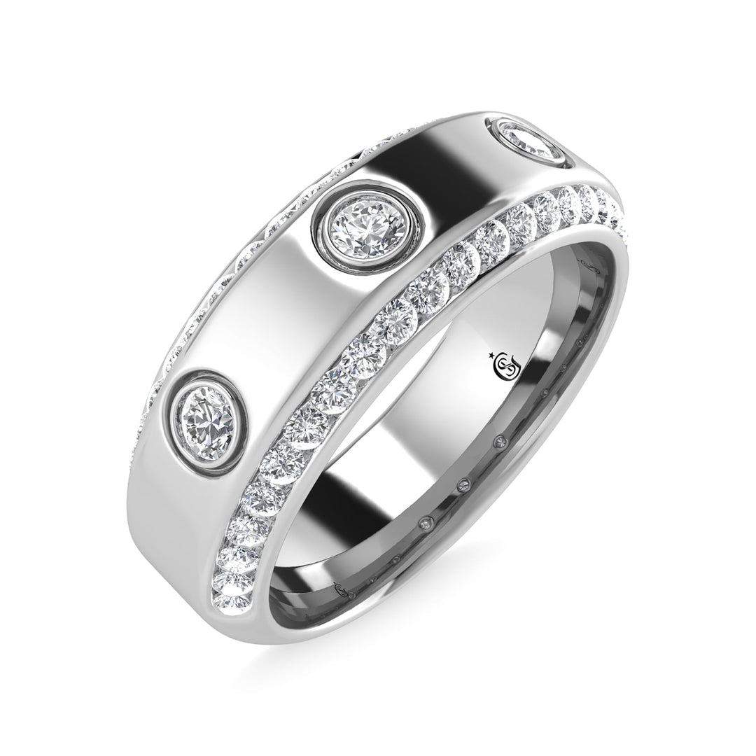 14K White Gold Diamond 3/4 Ct.Tw. Mens Machine Band