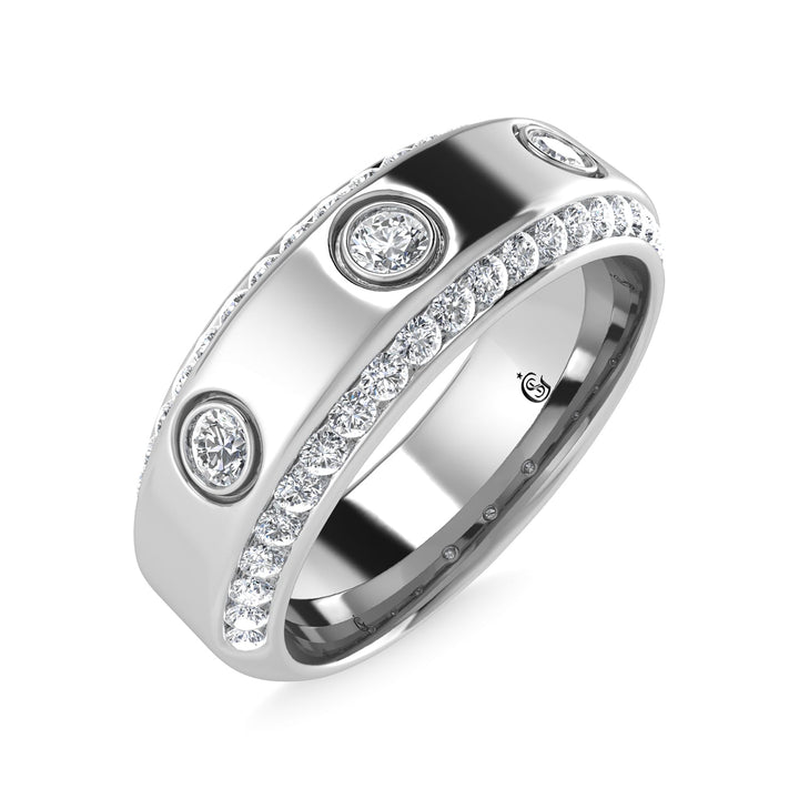 14K White Gold Diamond 3/4 Ct.Tw. Mens Machine Band