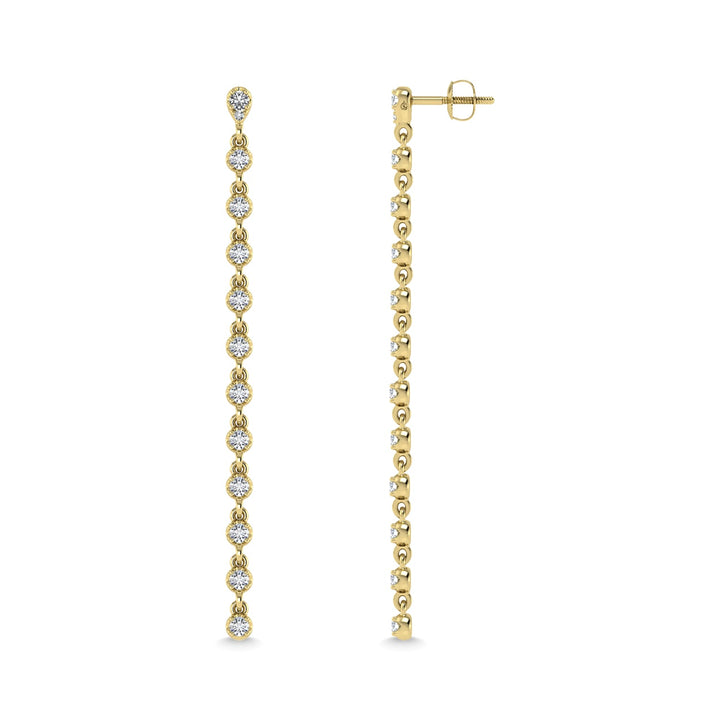 14K Yellow Gold Diamond 3/4 Ct.Tw. Dangle Earrings