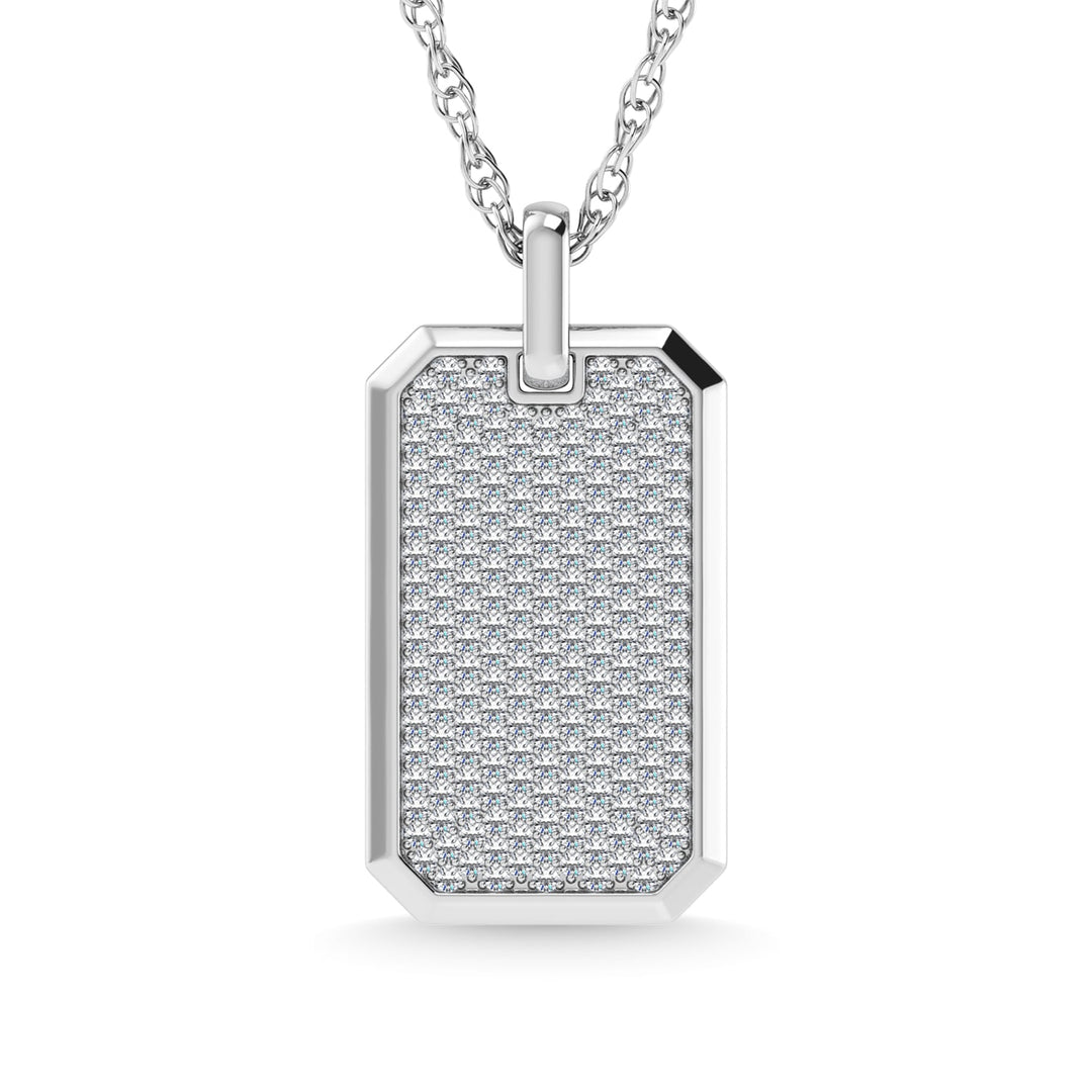 14K White Gold Diamond 7/8 Ct.Tw. Dog Tag Pendant