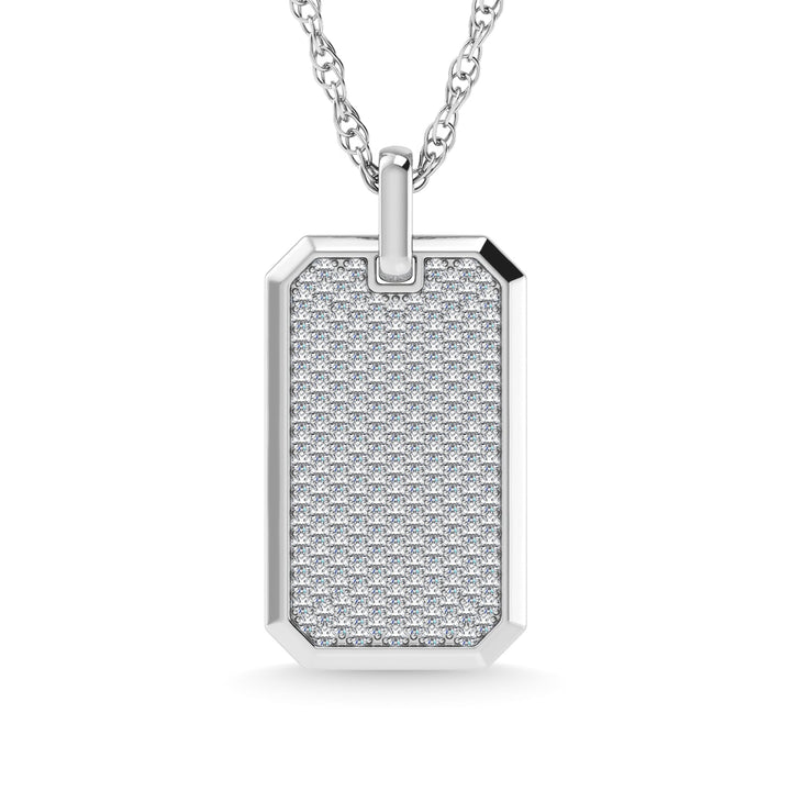 14K White Gold Diamond 7/8 Ct.Tw. Dog Tag Pendant
