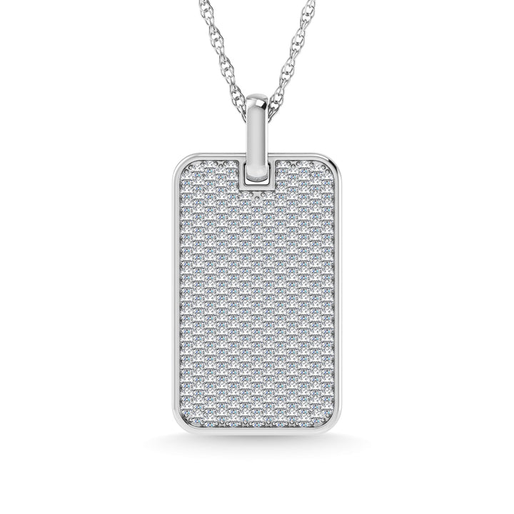14K White Gold Diamond 1 Ct.Tw. Dog Tag Pendant