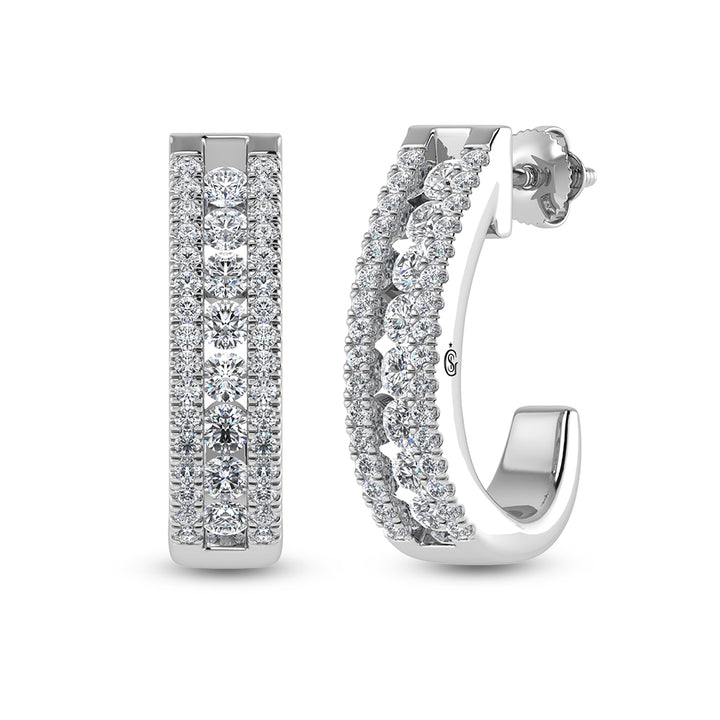 14K White Gold Diamond 1 1/4 Ct.Tw. Hoop Earrings