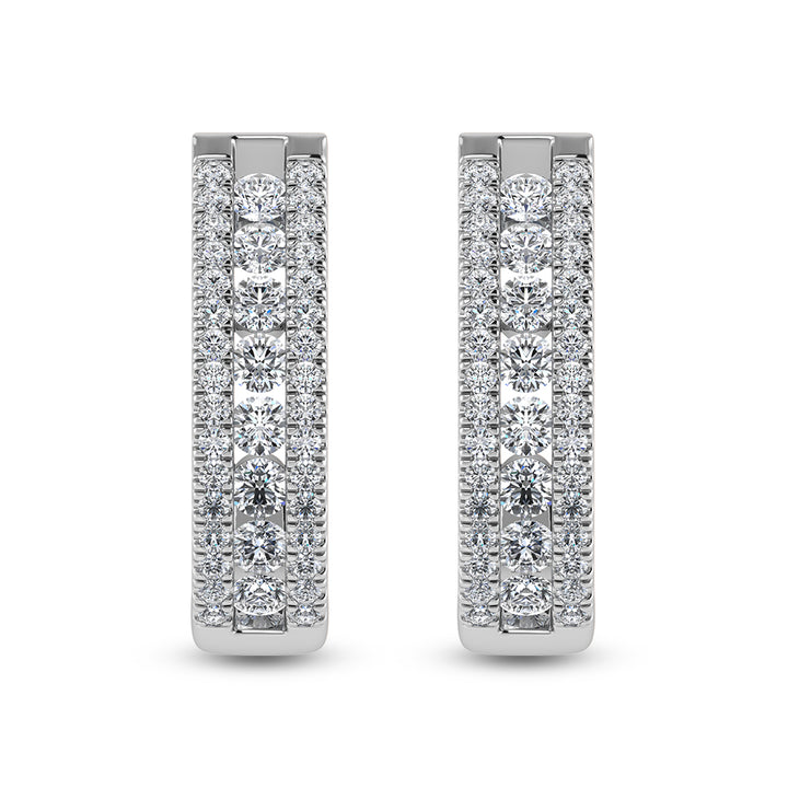 14K White Gold Diamond 1 1/4 Ct.Tw. Hoop Earrings