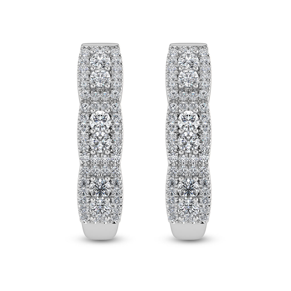 14K White Gold Diamond 1 1/4 Ct.Tw. Hoop Earrings